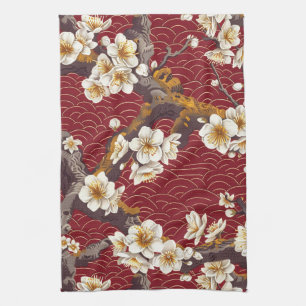 Elegant Cherry Blossom Seamless Pattern (17) Kitchen Towel