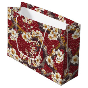 Elegant Cherry Blossom Seamless Pattern (17) Large Gift Bag
