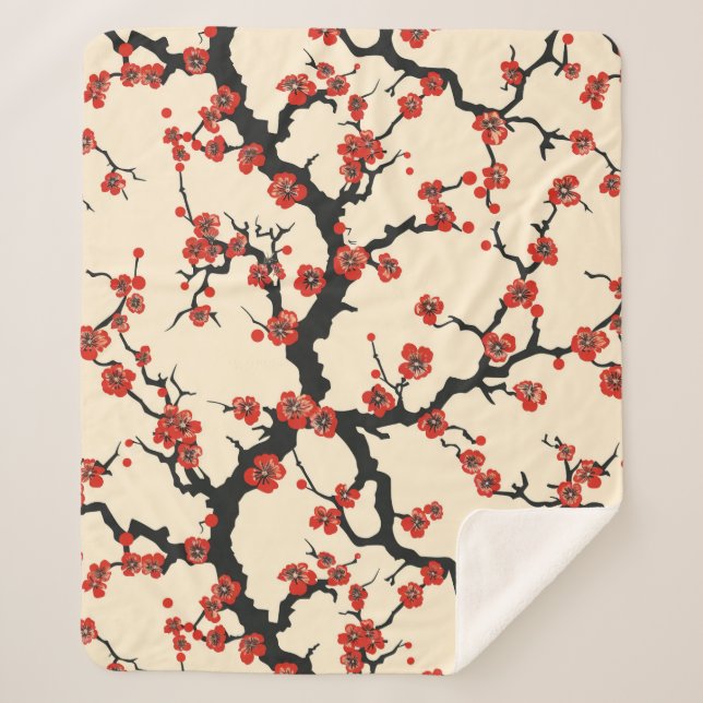 Elegant Cherry Blossom Seamless Pattern (1) Sherpa Blanket (Front)