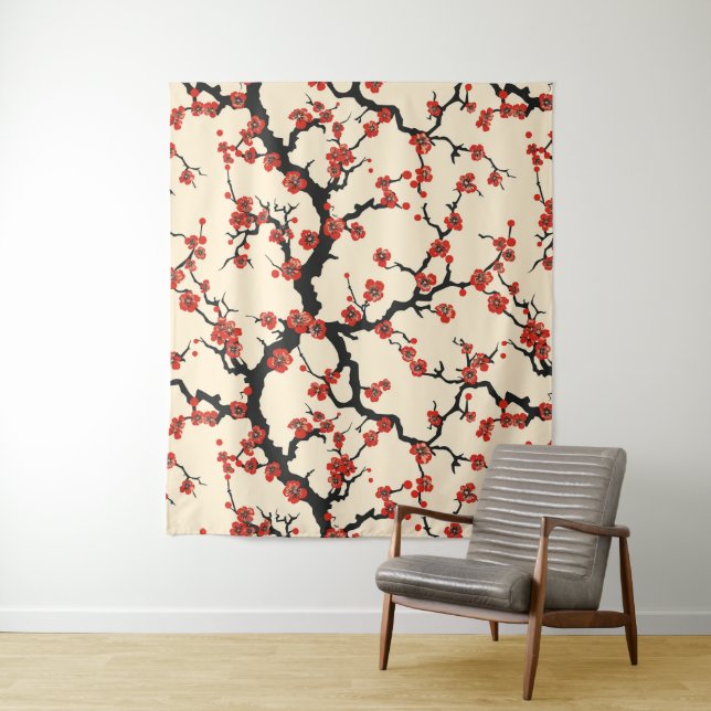 Elegant Cherry Blossom Seamless Pattern (1) Tapestry (In Situ)