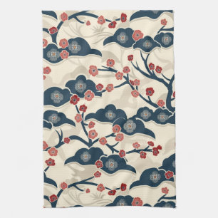 Elegant Cherry Blossom Seamless Pattern (2) Kitchen Towel