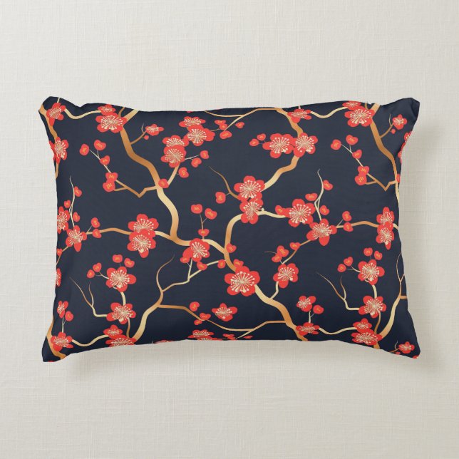Elegant Cherry Blossom Seamless Pattern (3) Accent Pillow (Front)
