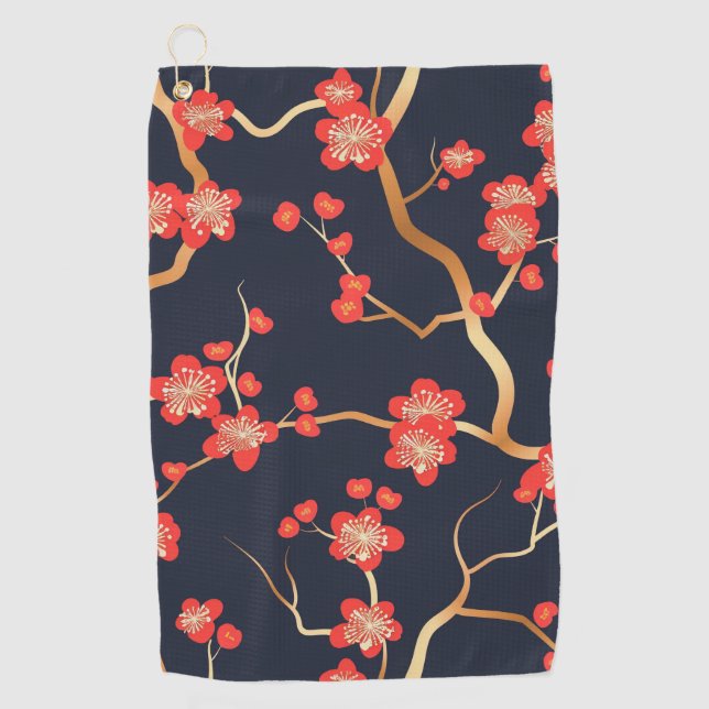 Elegant Cherry Blossom Seamless Pattern (3) Golf Towel (Front)