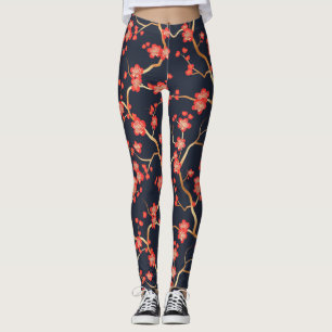 Elegant Cherry Blossom Seamless Pattern (3) Leggings