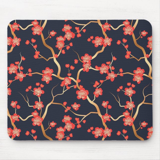 Elegant Cherry Blossom Seamless Pattern (3) Mouse Pad (Front)