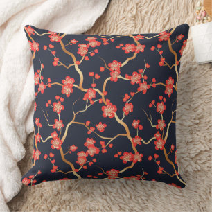 Elegant Cherry Blossom Seamless Pattern (3) Throw Pillow