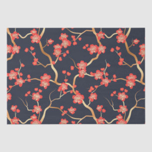 Elegant Cherry Blossom Seamless Pattern (3) Tissue Paper