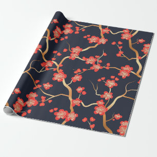 Elegant Cherry Blossom Seamless Pattern (3) Wrapping Paper
