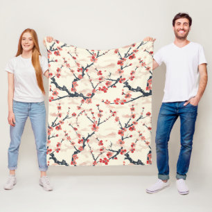 Elegant Cherry Blossom Seamless Pattern (5) Fleece Blanket