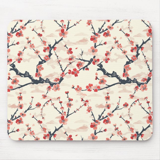 Elegant Cherry Blossom Seamless Pattern (5) Mouse Pad (Front)