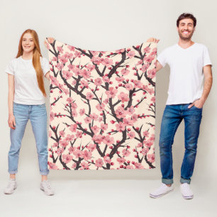 Elegant Cherry Blossom Seamless Pattern (6) Fleece Blanket