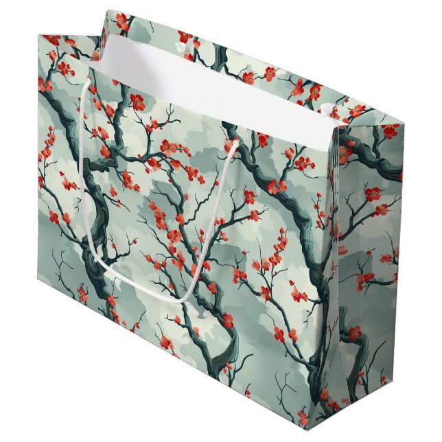 Elegant Cherry Blossom Seamless Pattern (7) Large Gift Bag (Front Angled)