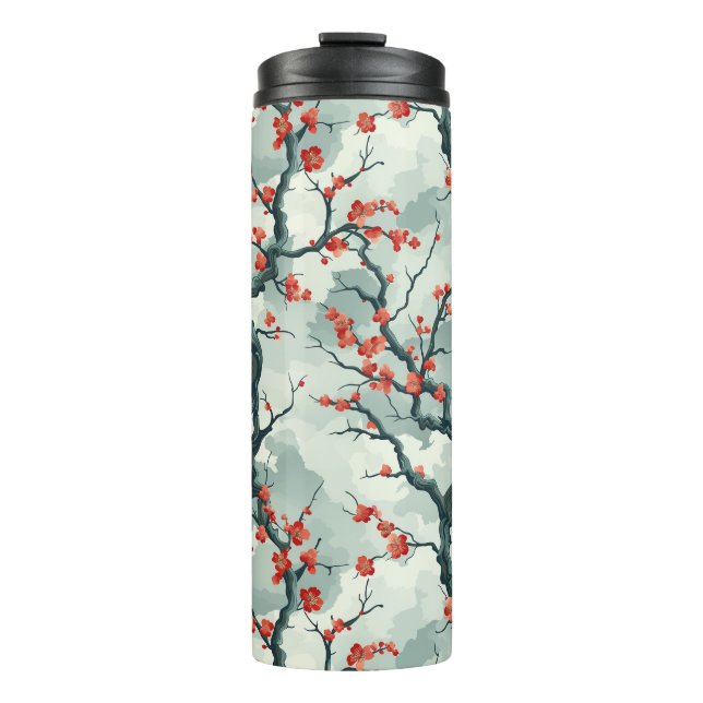 Elegant Cherry Blossom Seamless Pattern (7) Thermal Tumbler (Front)