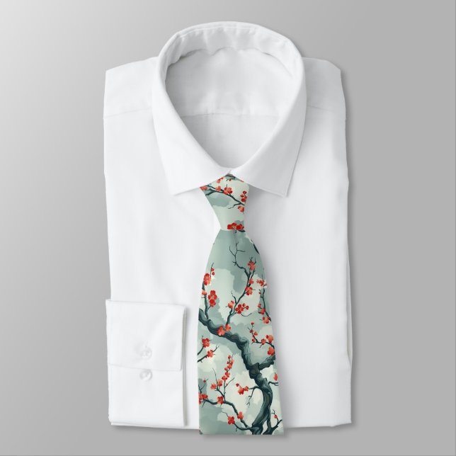 Elegant Cherry Blossom Seamless Pattern (7) Tie (Tied)