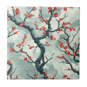 Elegant Cherry Blossom Seamless Pattern (7) Tile