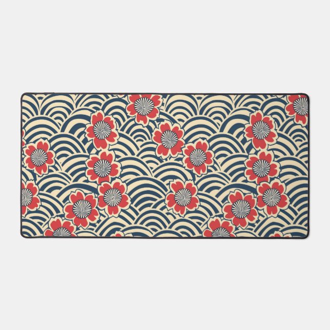 Elegant Cherry Blossom Seamless Pattern (8) Desk Mat (Front)