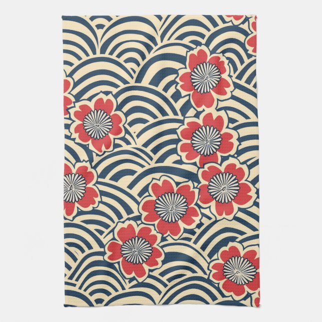 Elegant Cherry Blossom Seamless Pattern (8) Kitchen Towel (Vertical)