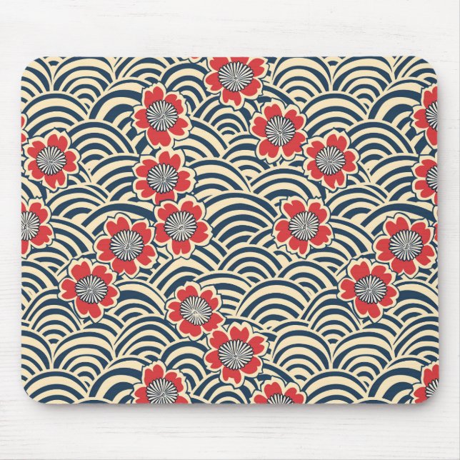 Elegant Cherry Blossom Seamless Pattern (8) Mouse Pad (Front)