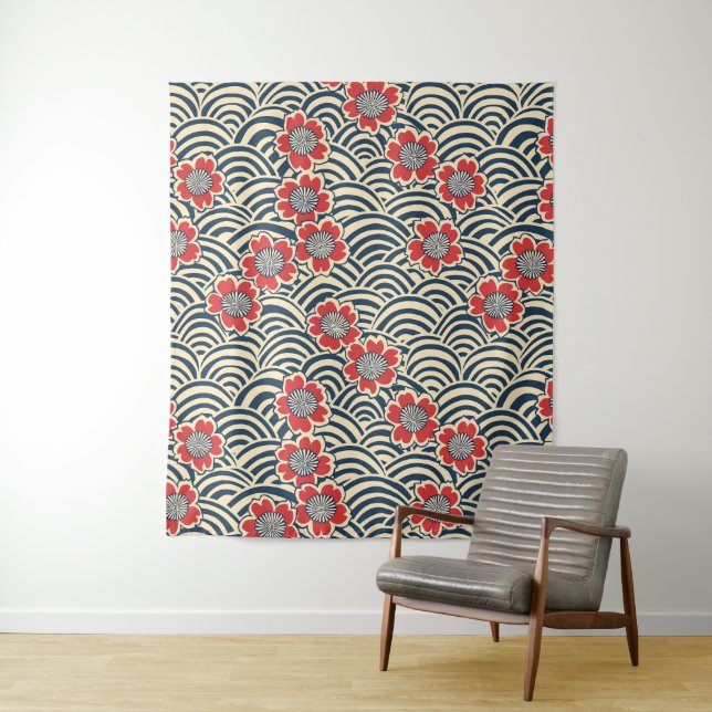 Elegant Cherry Blossom Seamless Pattern (8) Tapestry (In Situ)