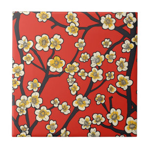 Elegant Cherry Blossom Seamless Pattern (9) Tile