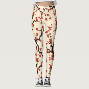 Elegant Cherry Blossom Seamless Pattern Leggings