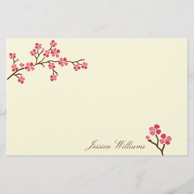 Elegant Cherry Blossom Stationery (Front)