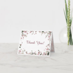 Elegant Cherry Blossom Thank You Card  Wedding  