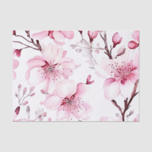 Elegant Cherry Blossom Watercolor Pattern Tissue Paper
