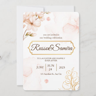  ELegant Cherry BLossom Watercolor Wedding   Invitation