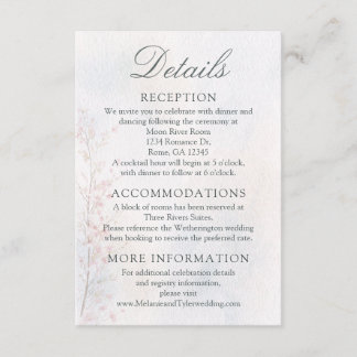 Elegant Cherry Blossom Wedding Details Card