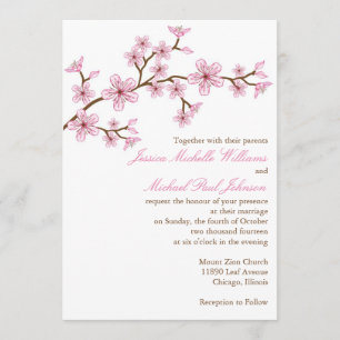 Elegant Cherry Blossom Wedding Invitation