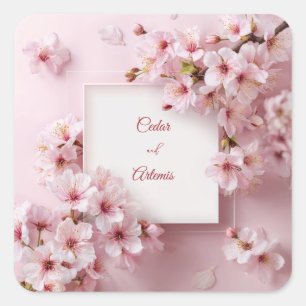 Elegant Cherry Blossom Wedding  Square Sticker