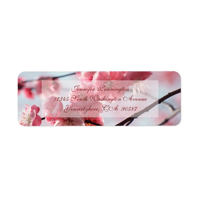 Elegant cherry blossoms return address labels (Front)