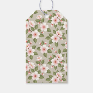 Elegant cherry blossoms seamless pattern gift tags