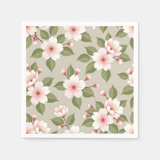 Elegant cherry blossoms seamless pattern napkin (Front)