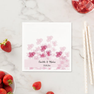 Elegant Cherry Blossoms Watercolor Hand-painted Napkin