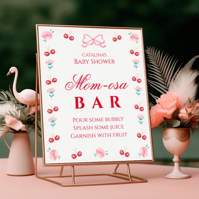 Elegant Cherry Floral Mom-osa Bar Poster (Creator Uploaded)