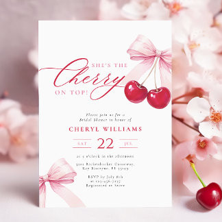 Elegant Cherry on Top Bridal Shower Invitation