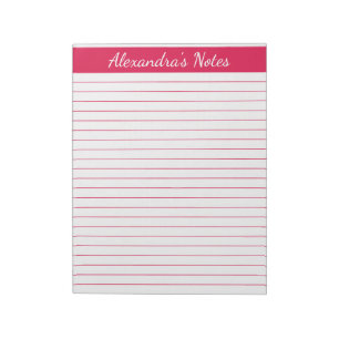 Elegant Cherry Red 8.5x11 Letter Size Personalized Notepad