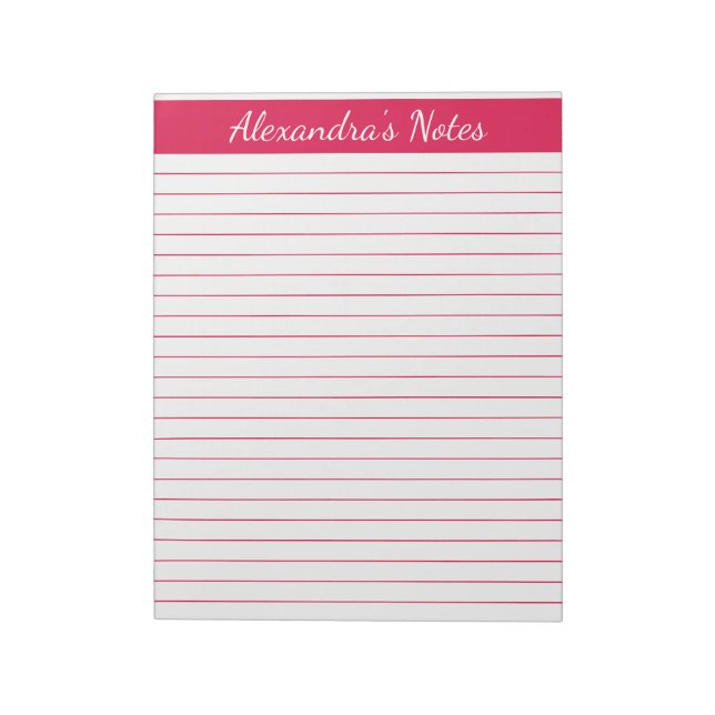Elegant Cherry Red 8.5x11 Letter Size Personalized Notepad (Rotated)