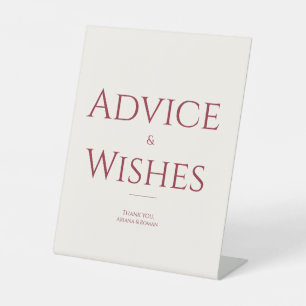 Elegant Cherry Vanilla Advice & Wishes Minimalist Pedestal Sign