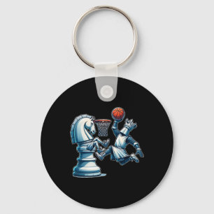 Elegant Chess Board King Sketll Game  Keychain
