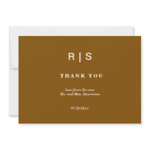 Elegant Chestnut Brown Monogram Wedding Thank You 