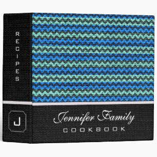 Elegant Chevron Family Recipes Burlap Look #5 Binder