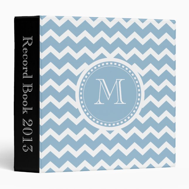 Elegant Chevron Light Aqua Green Monogram Binder (Front/Spine)