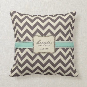 Elegant Chevron Modern Brown, Green and Beige Throw Pillow