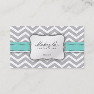 Elegant Chevron Modern Grey, white and Blue Business Card