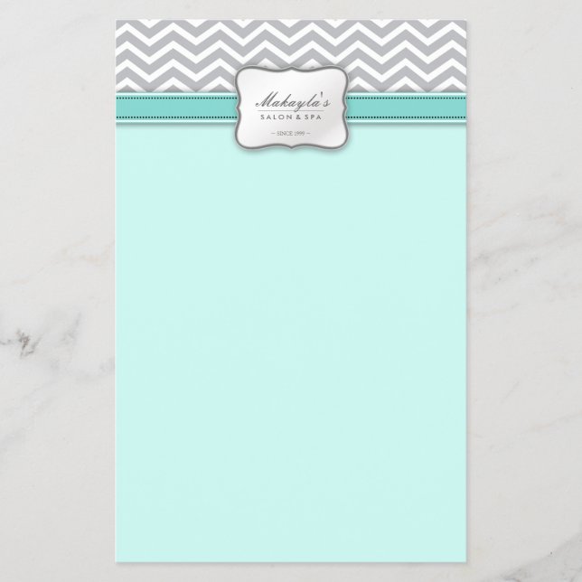 Elegant Chevron Modern Grey, white and Blue Flyer (Front)