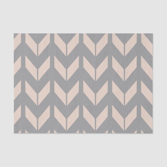 Elegant Chevron Pink and Grey Tissue Paper (Front)