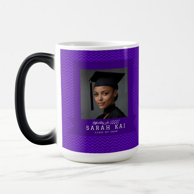 Elegant Chevron Print Certified Pharmacist Magic Mug (Left)